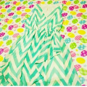 Worn Once Boutique Mint Chevron HI-Low Dress